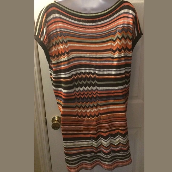 MISSONI Tunic Dress Sweater Chevron Cap Sleeve - Picture 5 of 6